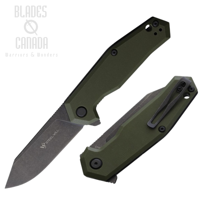 Steel Will Tenet 2 Flipper Folding Knife, D2 Steel, Green G10, SMGF3133
